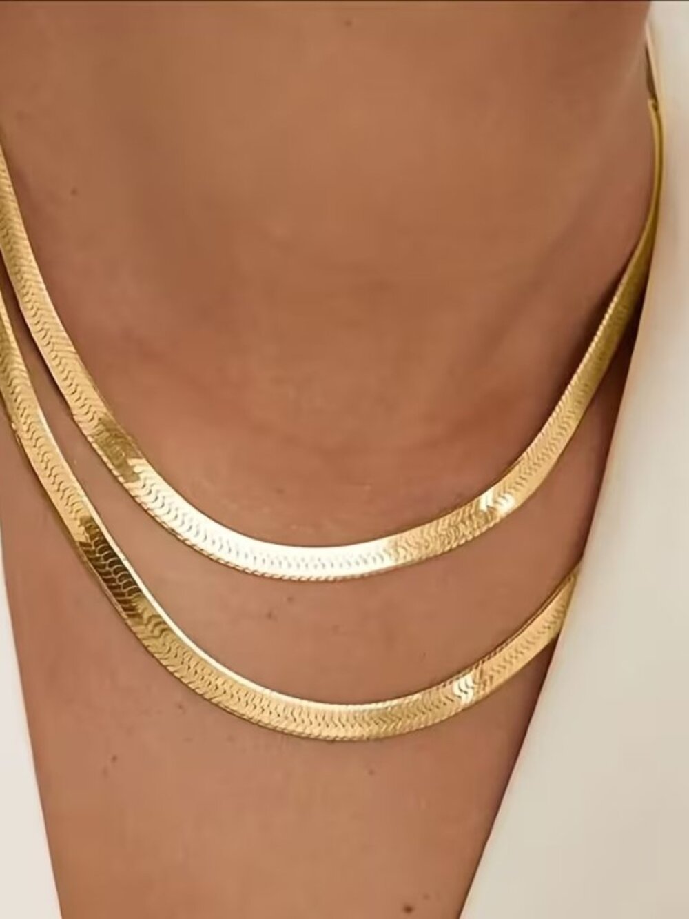 Vintage Double Layered Golden Snake Chain Necklace